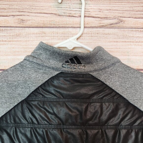 Adidas Golf Mens Puffer Vest Size S Black Gray 1/2 Zip Sleeveless Jacket Pockets - Picture 12 of 16
